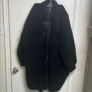 GAP Women's Classic Black Teddy Coat